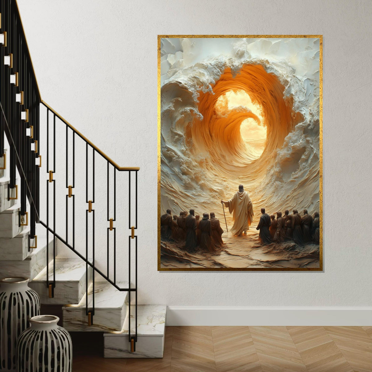 Divine Passage Canvas, Spiritual Wall Art, Surreal Wave Design, Inspirational Poster, Wall Art Canvas Design, Ready To Hang Decoration
