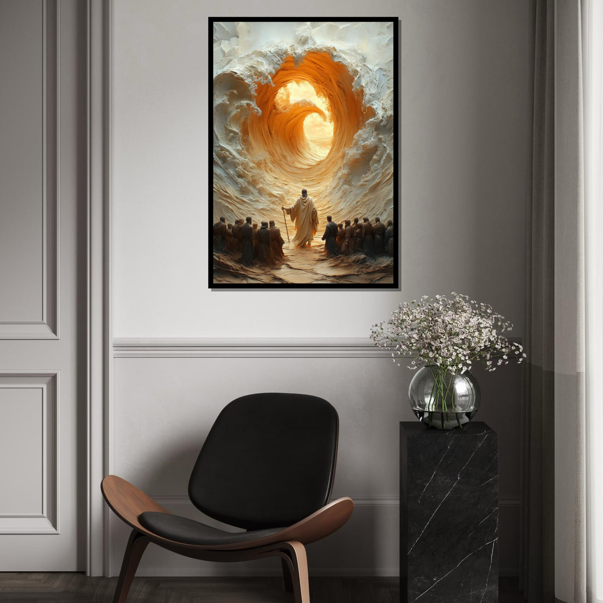 Divine Passage Canvas, Spiritual Wall Art, Surreal Wave Design, Inspirational Poster, Wall Art Canvas Design, Ready To Hang Decoration