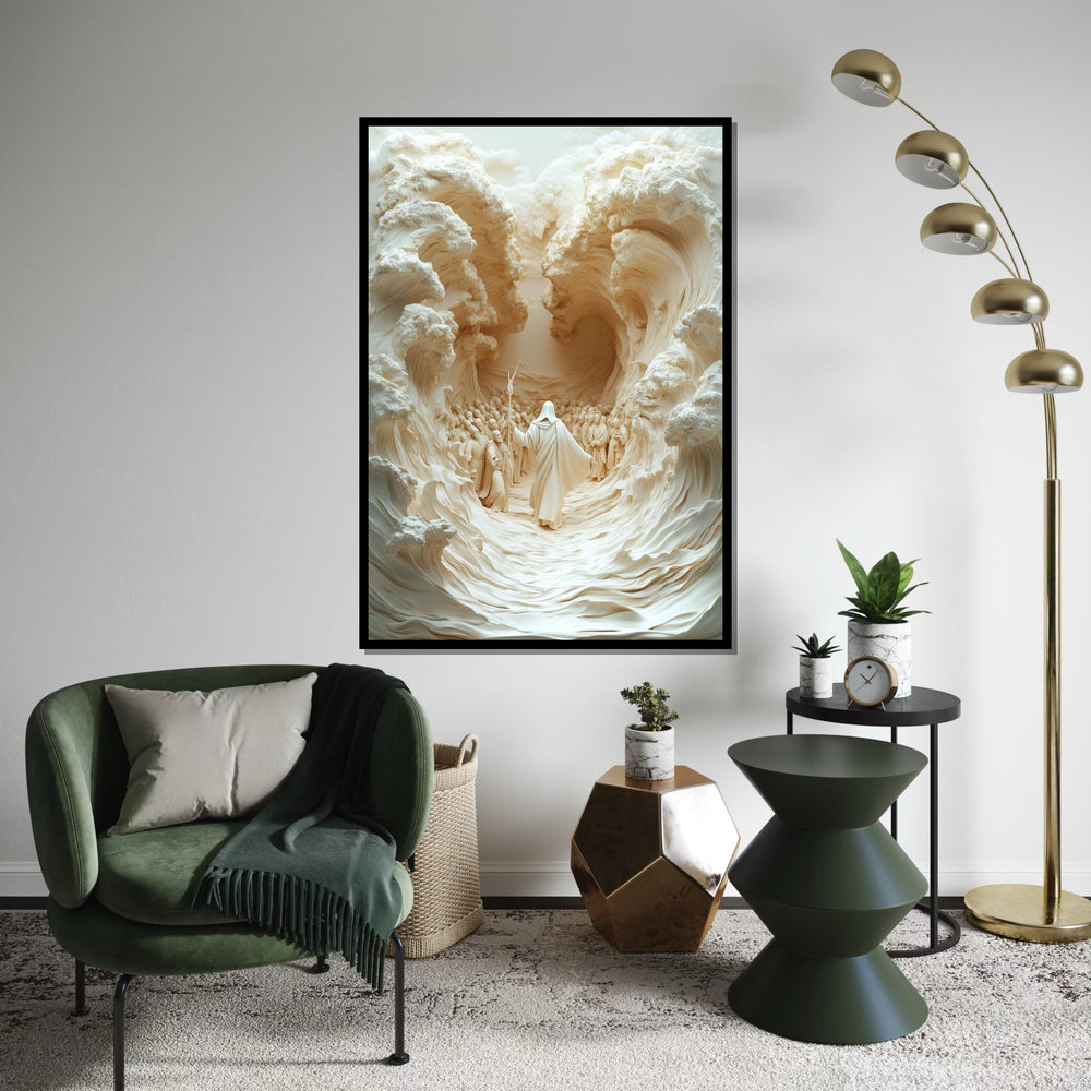 Moses Parting Sea Canvas, Biblical Art Print, Exodus Journey, Wall Art Canvas Design, Ready To Hang Spiritual Decoration
