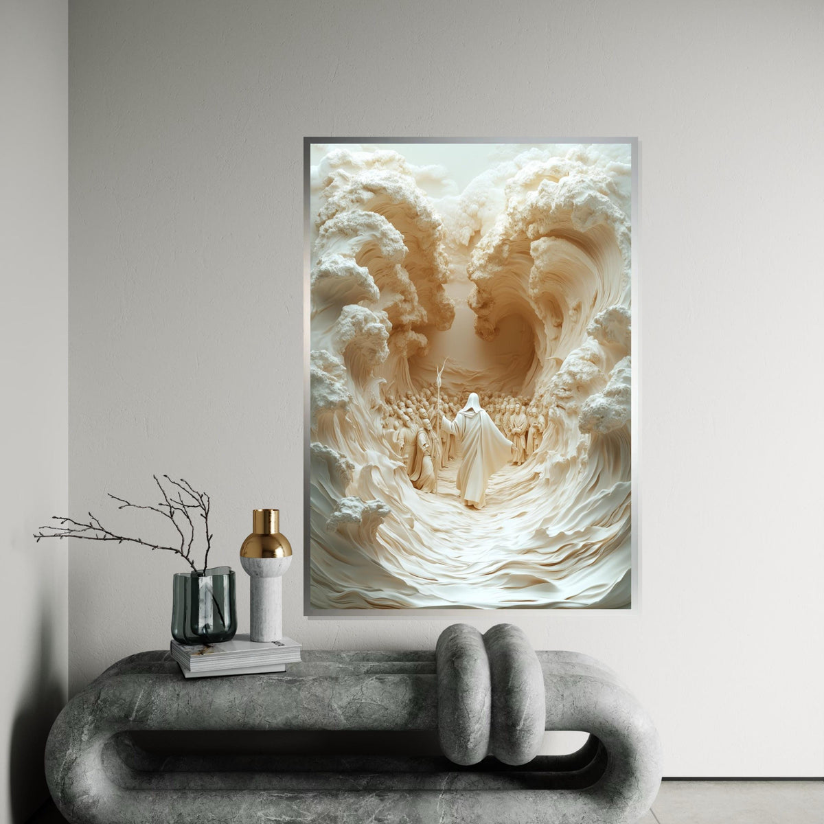 Moses Parting Sea Canvas, Biblical Art Print, Exodus Journey, Wall Art Canvas Design, Ready To Hang Spiritual Decoration
