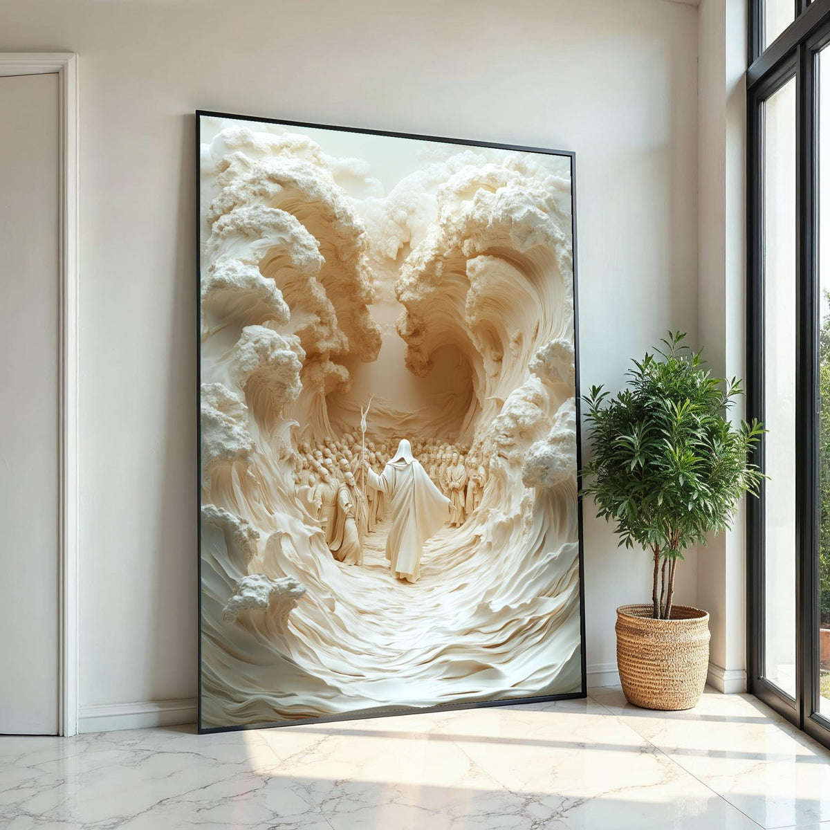 Moses Parting Sea Canvas, Biblical Art Print, Exodus Journey, Wall Art Canvas Design, Ready To Hang Spiritual Decoration