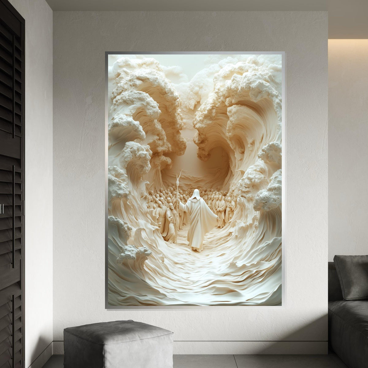 Moses Parting Sea Canvas, Biblical Art Print, Exodus Journey, Wall Art Canvas Design, Ready To Hang Spiritual Decoration