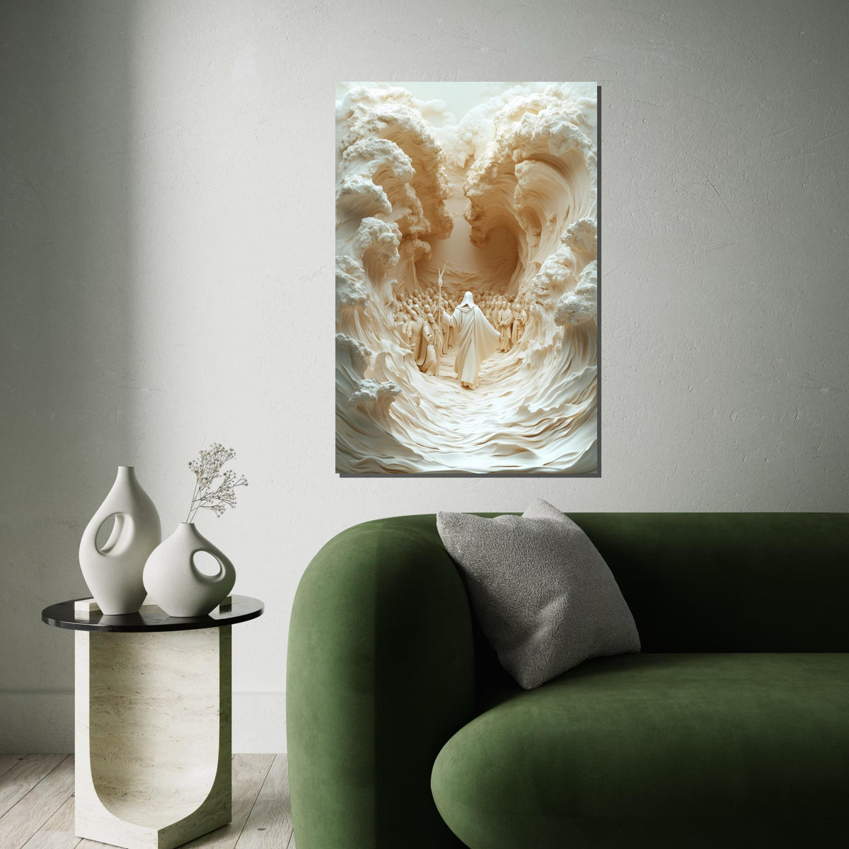 Moses Parting Sea Canvas, Biblical Art Print, Exodus Journey, Wall Art Canvas Design, Ready To Hang Spiritual Decoration