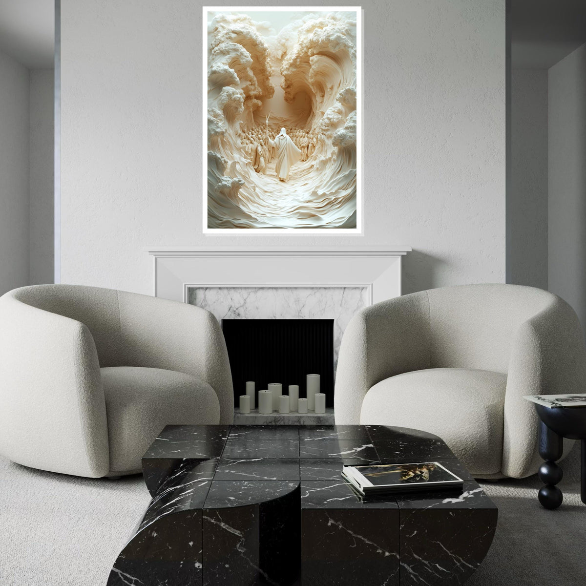 Moses Parting Sea Canvas, Biblical Art Print, Exodus Journey, Wall Art Canvas Design, Ready To Hang Spiritual Decoration