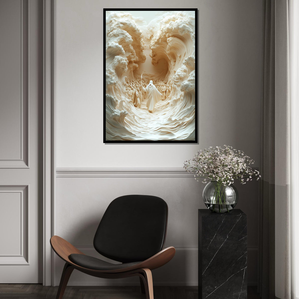 Moses Parting Sea Canvas, Biblical Art Print, Exodus Journey, Wall Art Canvas Design, Ready To Hang Spiritual Decoration