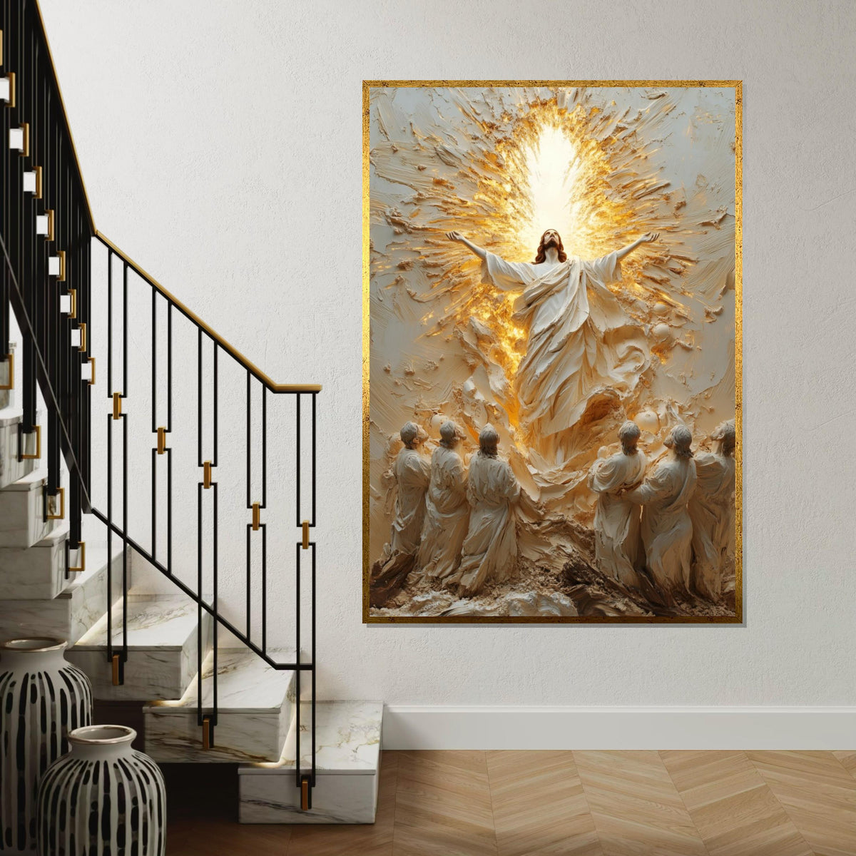 Divine Ascension Canvas, Religious Art, Heavenly Wall Art, Jesus Resurrection, Spiritual Canvas Design, Ready to Hang Decoration