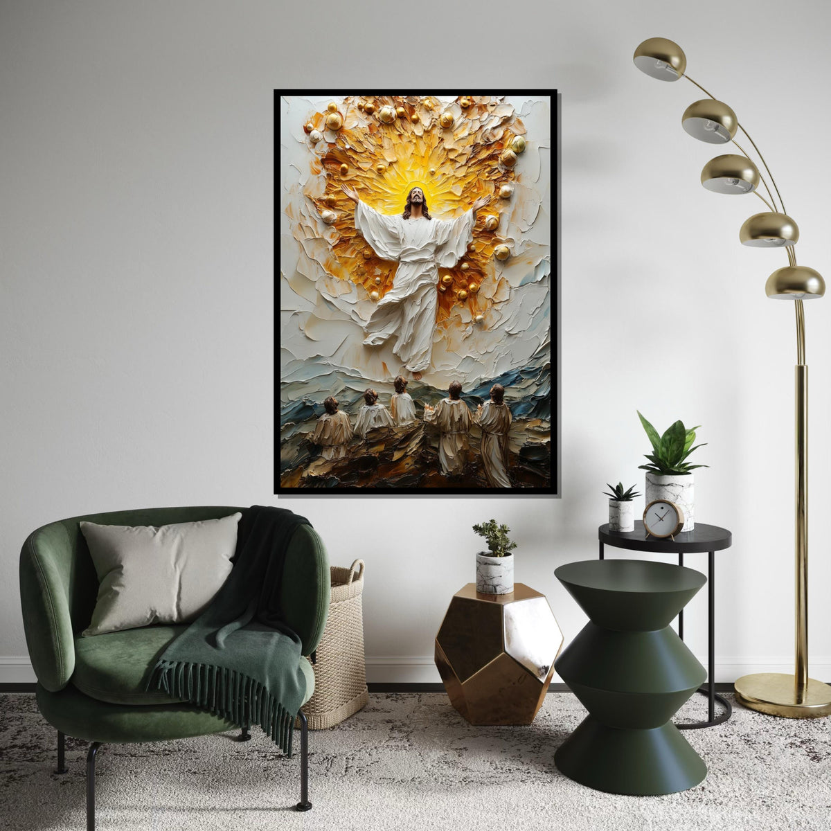 Divine Ascension Canvas, Jesus Spiritual Wall Art, Religious Decor, Heavenly Light Painting, Ready To Hang Wall Art, Inspirational Design