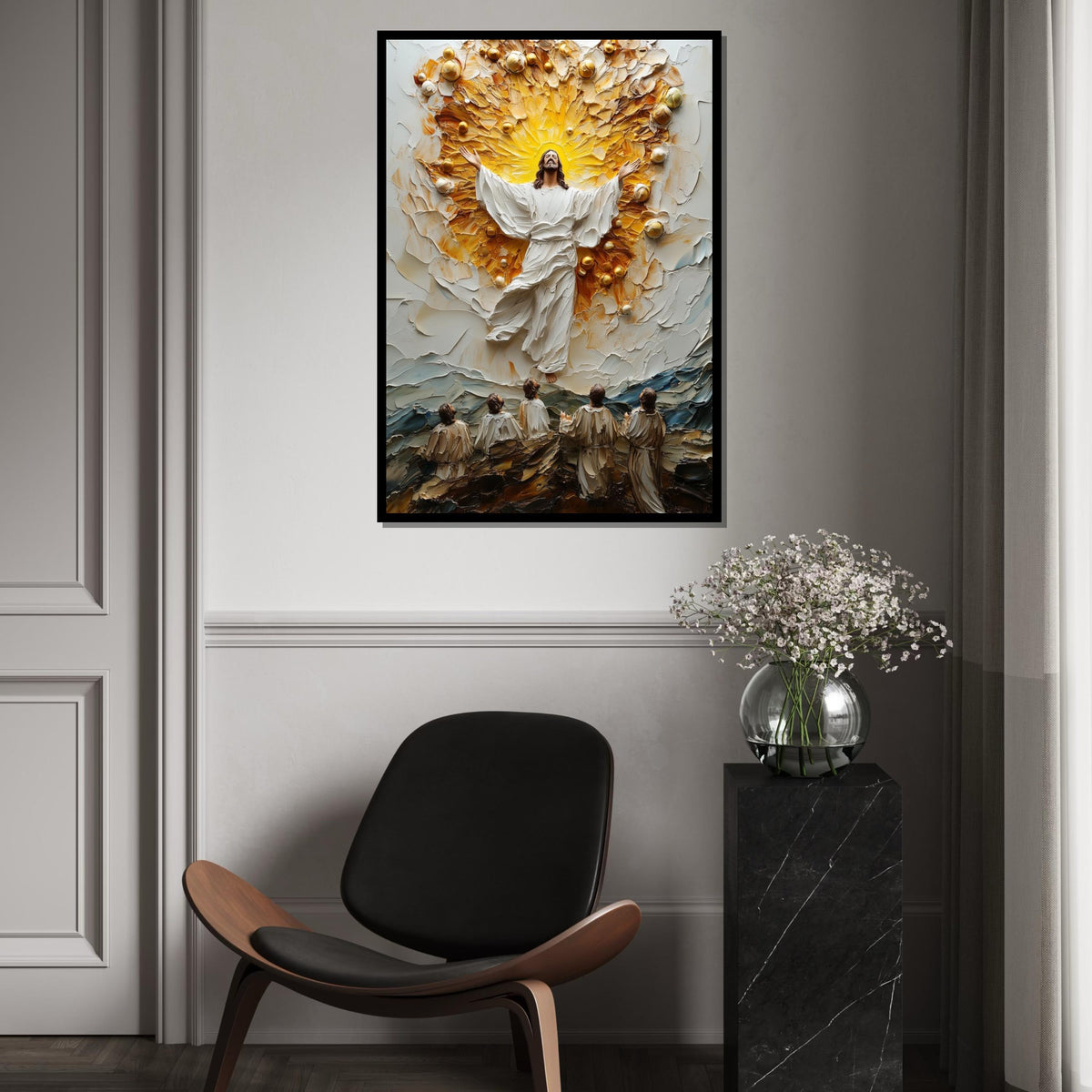 Divine Ascension Canvas, Jesus Spiritual Wall Art, Religious Decor, Heavenly Light Painting, Ready To Hang Wall Art, Inspirational Design