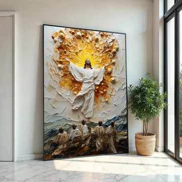 Divine Ascension Canvas, Jesus Spiritual Wall Art, Religious Decor, Heavenly Light Painting, Ready To Hang Wall Art, Inspirational Design