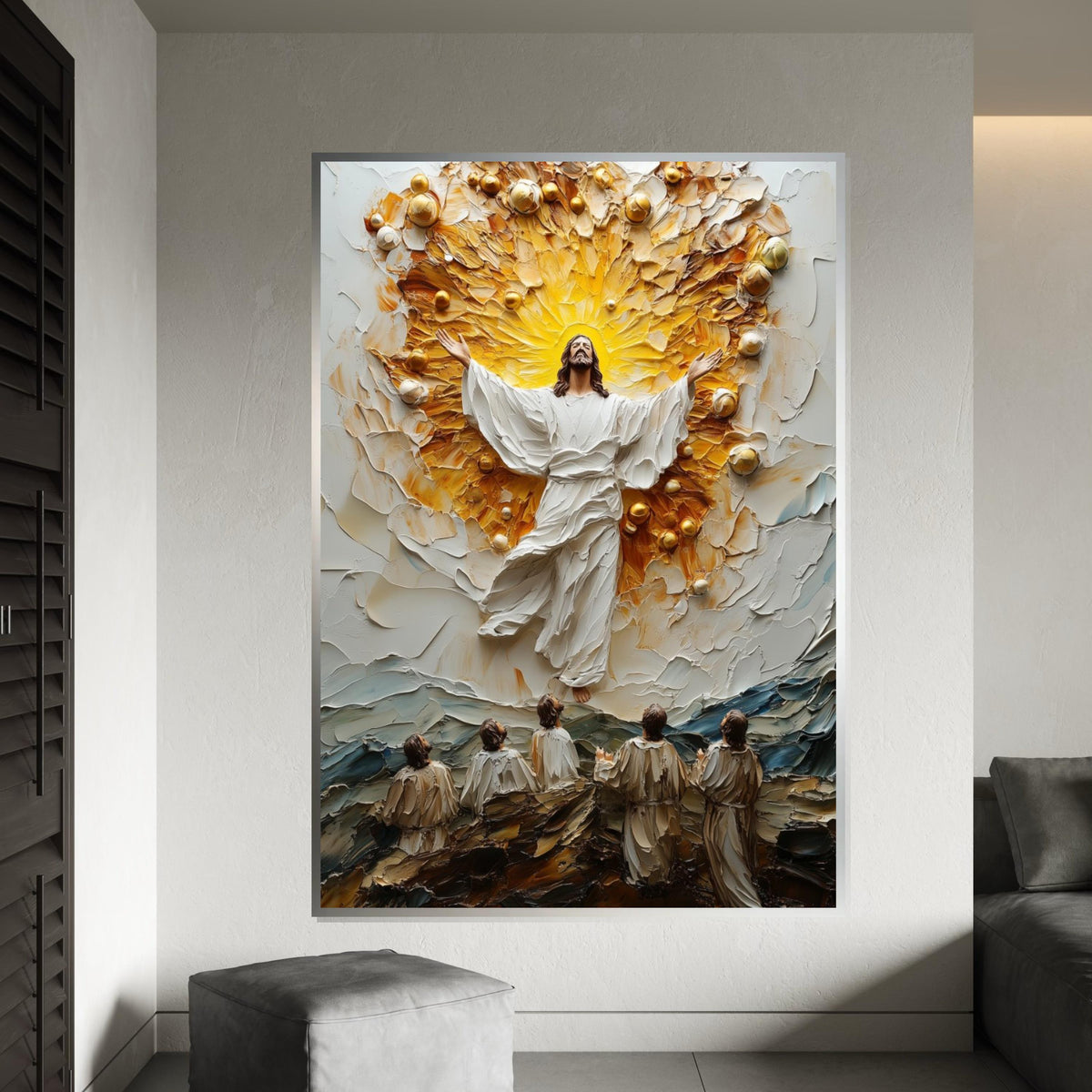 Divine Ascension Canvas, Jesus Spiritual Wall Art, Religious Decor, Heavenly Light Painting, Ready To Hang Wall Art, Inspirational Design