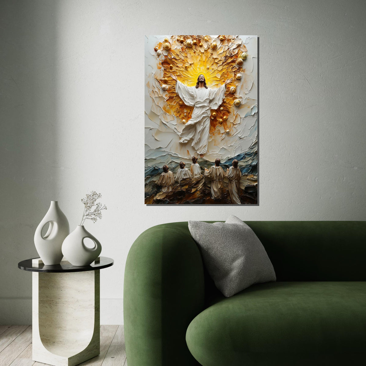Divine Ascension Canvas, Jesus Spiritual Wall Art, Religious Decor, Heavenly Light Painting, Ready To Hang Wall Art, Inspirational Design