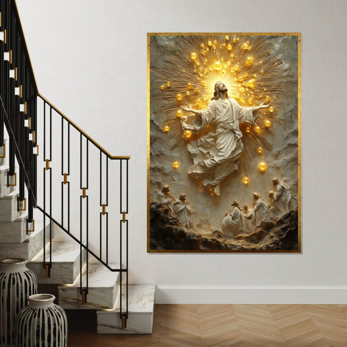 Heavenly Ascension Canvas, Divine Light Wall Art, Religious Wall Art, Sacred Scene, Wall Art Canvas Design, Ready To Hang Decoration