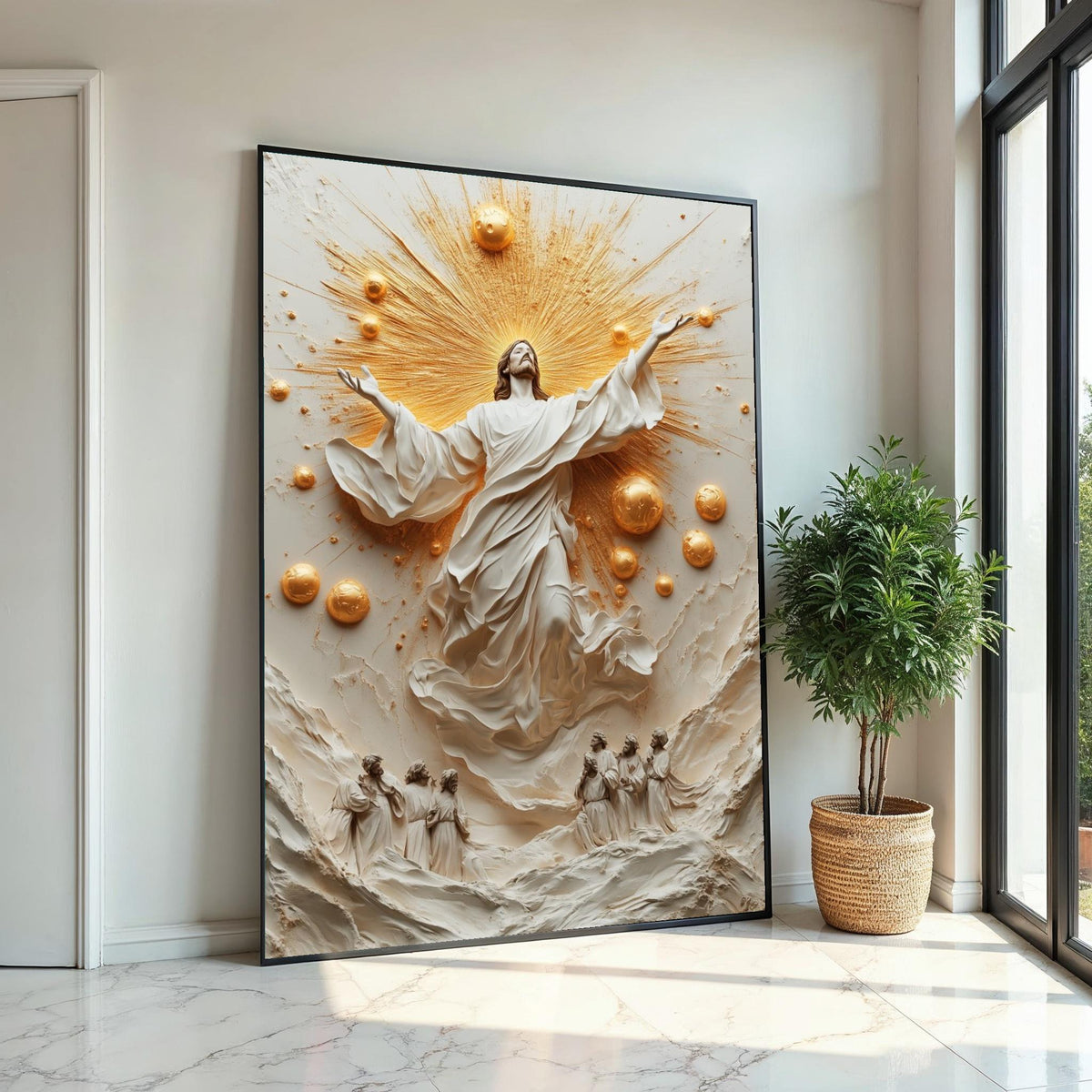 Divine Ascension Canvas, Radiant Savior Art, Religious Wall Decor, Jesus Rising Canvas, Spiritual Wall Art, Ready To Hang Decoration,
