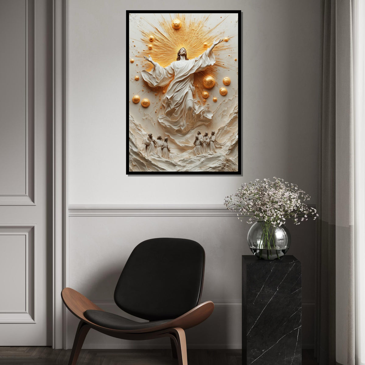 Divine Ascension Canvas, Radiant Savior Art, Religious Wall Decor, Jesus Rising Canvas, Spiritual Wall Art, Ready To Hang Decoration,