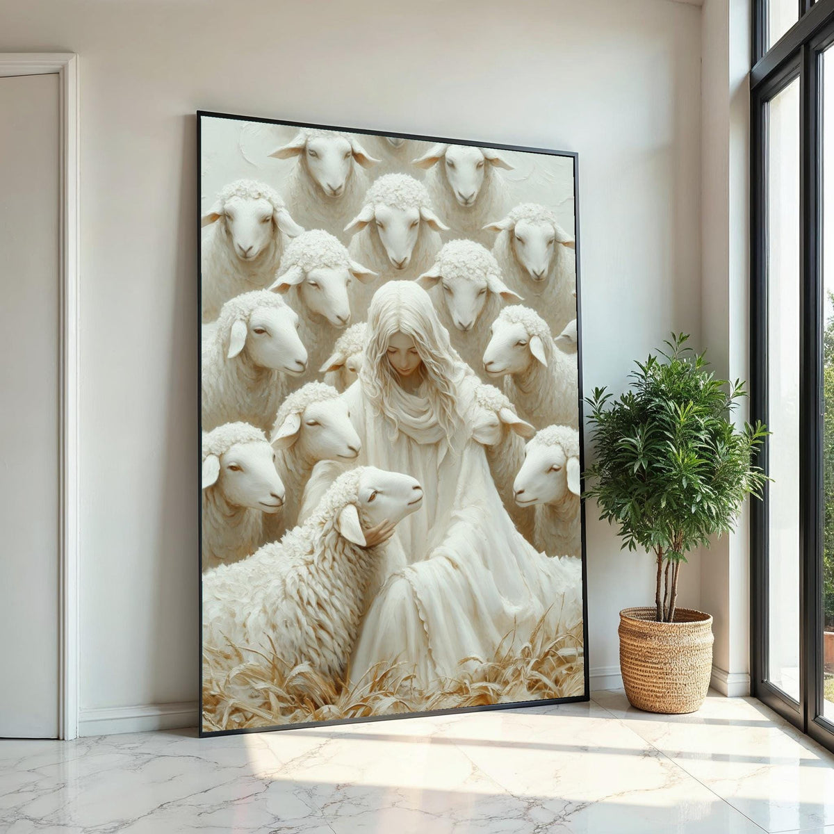 Holy Shepherd Canvas, Spiritual Sheep Art, Religious Wall Art, Canvas Design Print, Ready to Hang, Inspirational Home Decor