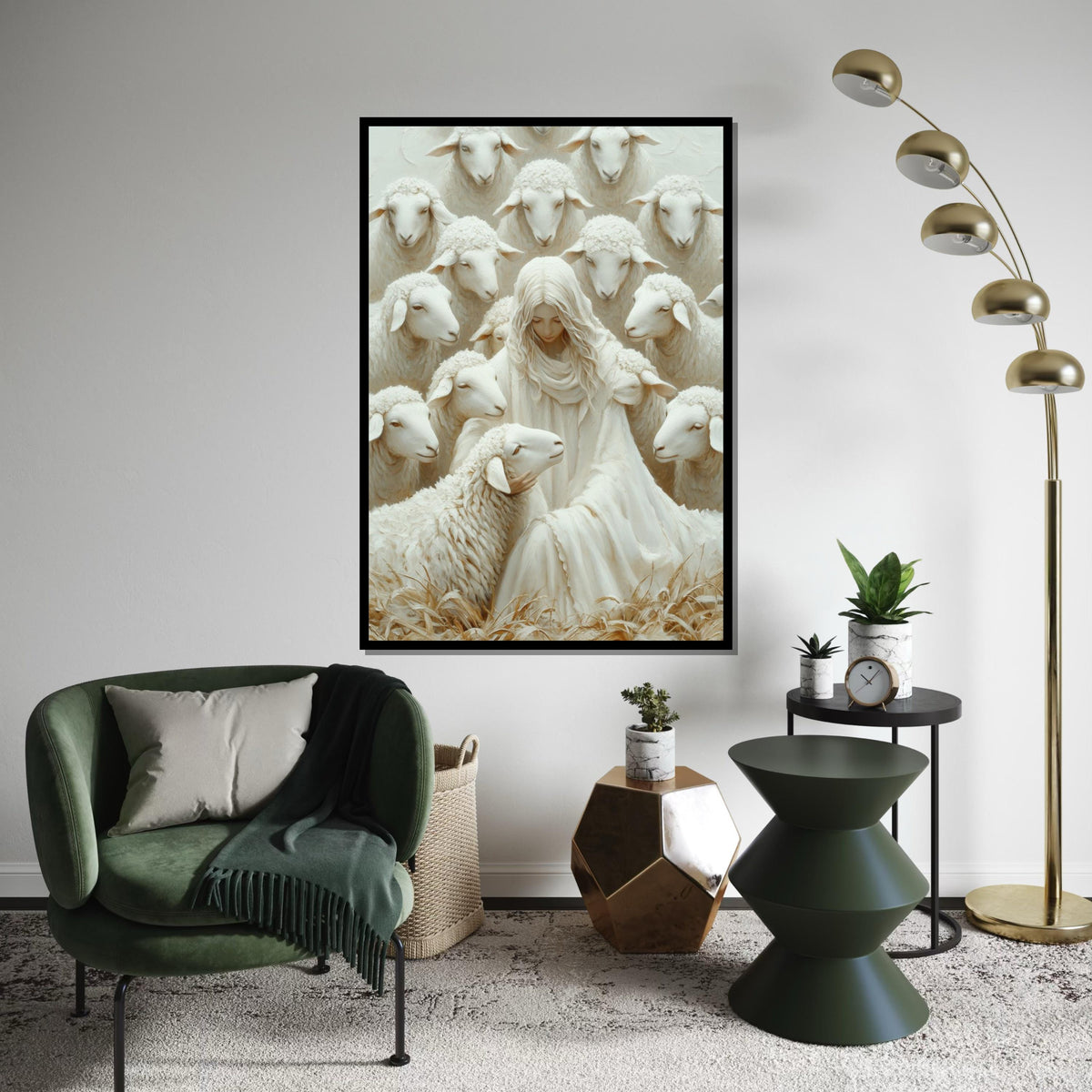 Holy Shepherd Canvas, Spiritual Sheep Art, Religious Wall Art, Canvas Design Print, Ready to Hang, Inspirational Home Decor