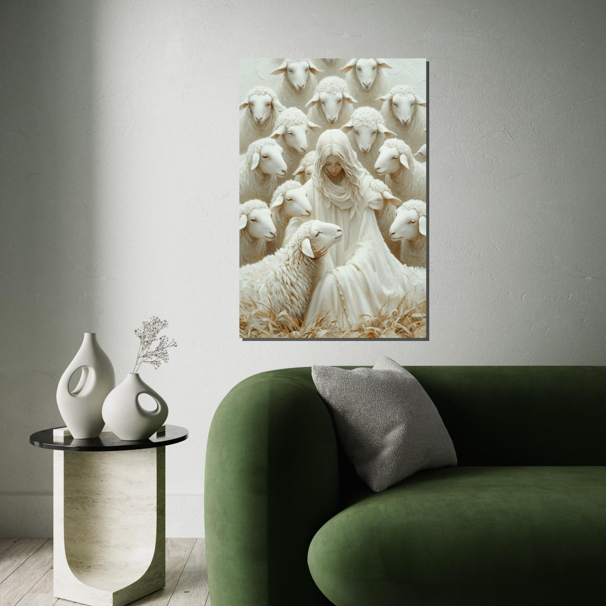 Holy Shepherd Canvas, Spiritual Sheep Art, Religious Wall Art, Canvas Design Print, Ready to Hang, Inspirational Home Decor