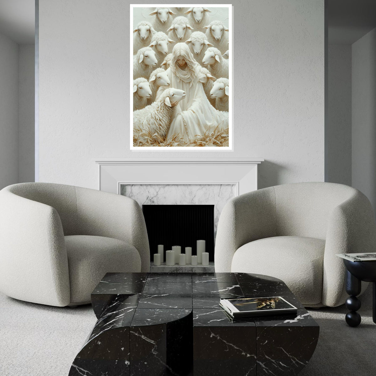 Holy Shepherd Canvas, Spiritual Sheep Art, Religious Wall Art, Canvas Design Print, Ready to Hang, Inspirational Home Decor