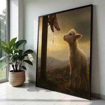 Crucifixion Canvas, Lamb of God Art, Religious Wall Art, Spiritual Canvas Design, Ready to Hang, Inspirational Home Decor