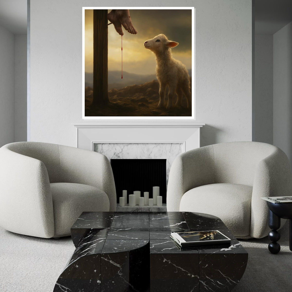 Crucifixion Canvas, Lamb of God Art, Religious Wall Art, Spiritual Canvas Design, Ready to Hang, Inspirational Home Decor