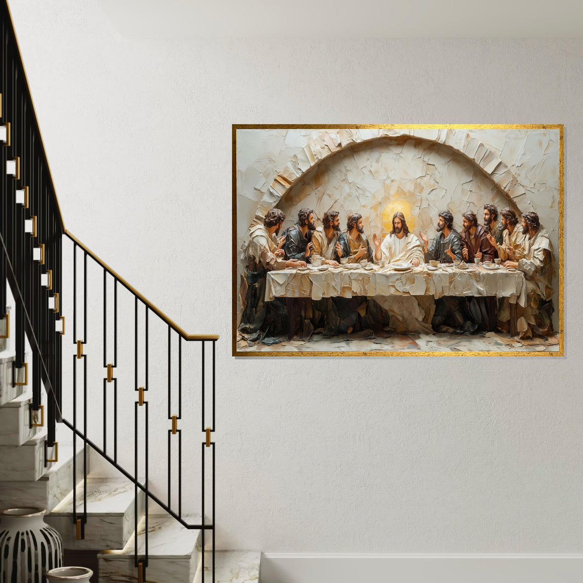 Last Supper Canvas, Religious Wall Art, Jesus with Disciples, Spiritual Canvas Print, Wall Art Canvas Design, Ready to Hang Decoration