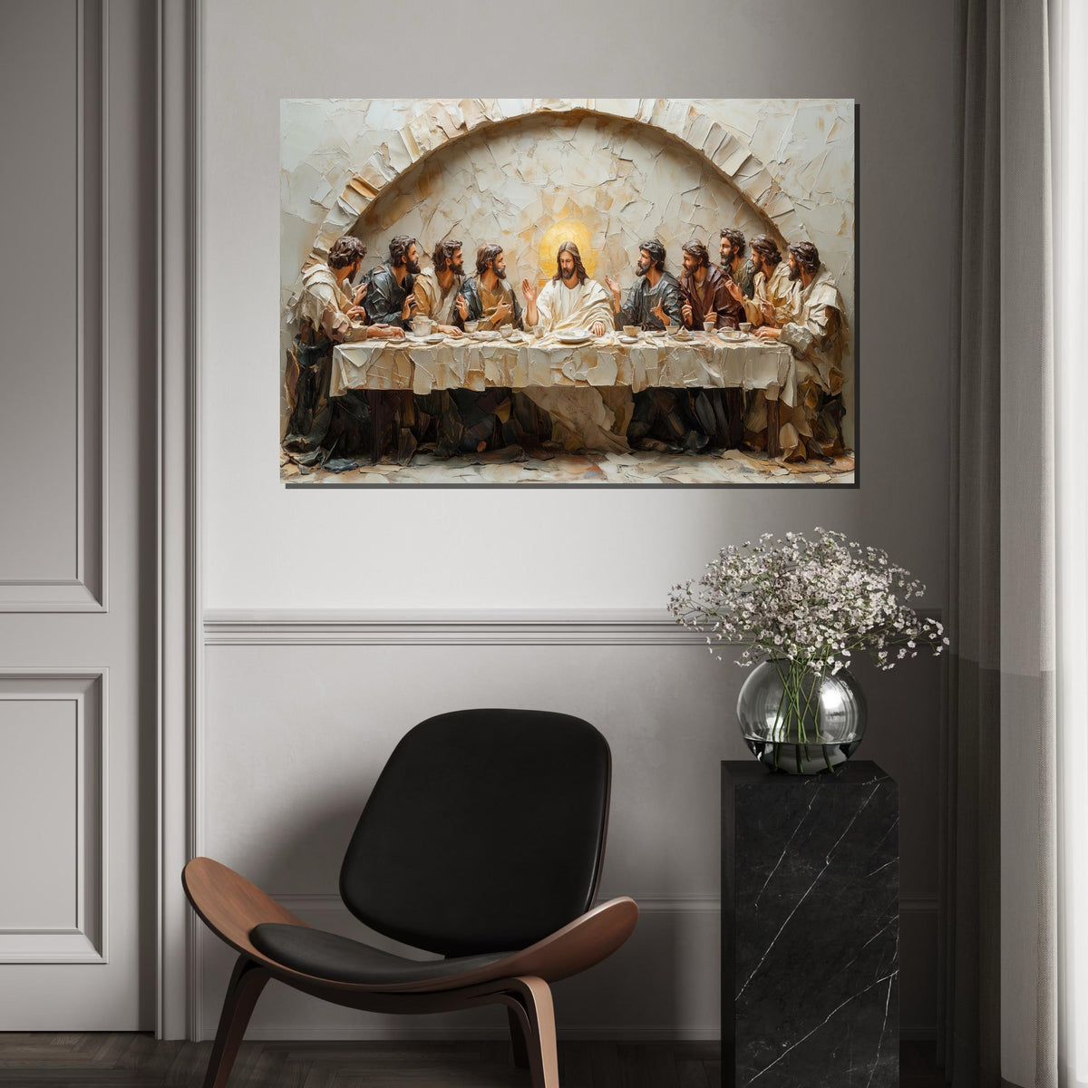 Last Supper Canvas, Religious Wall Art, Jesus with Disciples, Spiritual Canvas Print, Wall Art Canvas Design, Ready to Hang Decoration