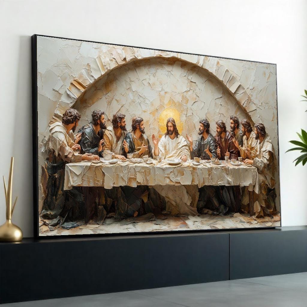 Last Supper Canvas, Religious Wall Art, Jesus with Disciples, Spiritual Canvas Print, Wall Art Canvas Design, Ready to Hang Decoration