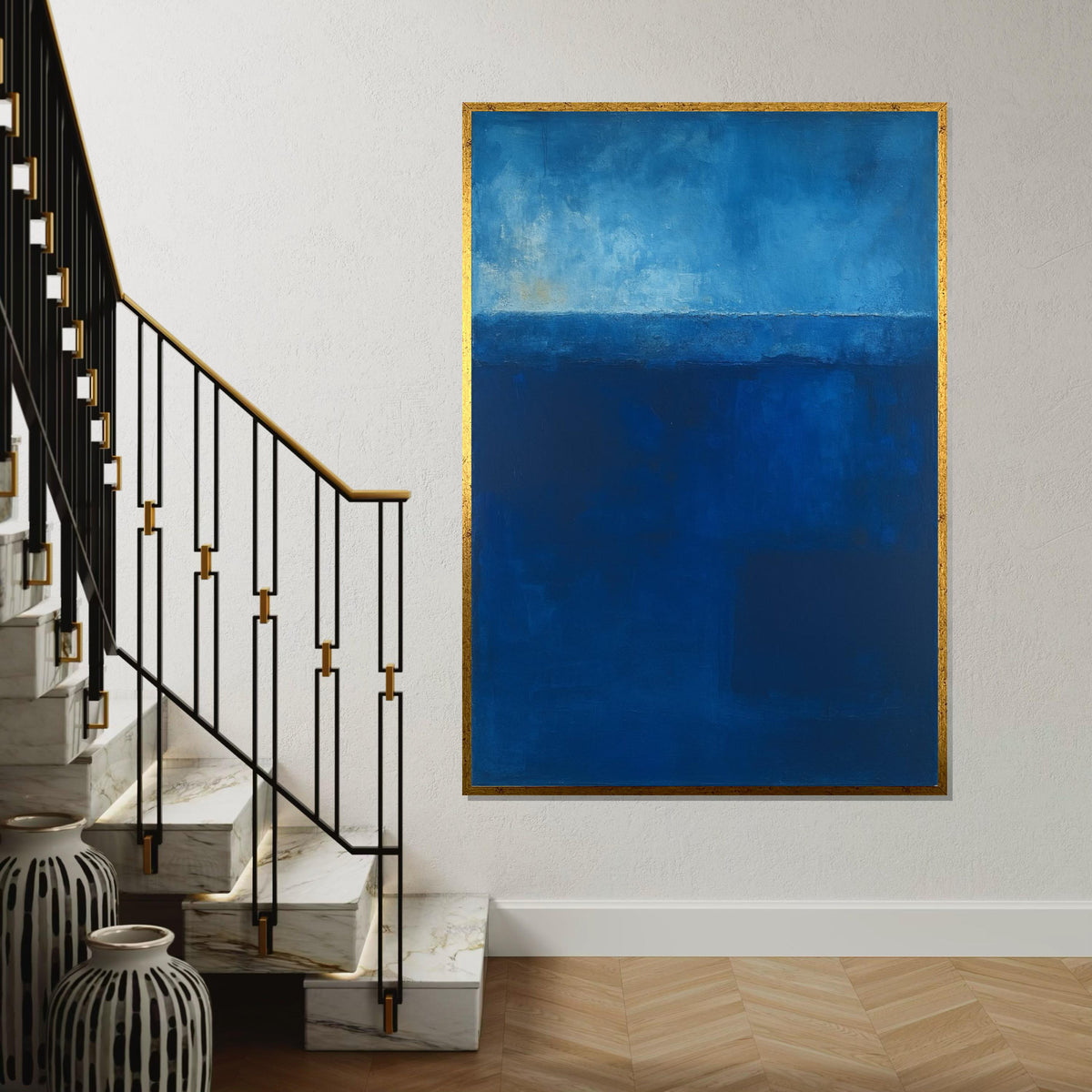 Mark Rothko Canvas, Blue Wall Art, Mark Rothko Style Print,Affiche Art,Expressionist Canvas Painting,Ready To Hang Decor,Print Art