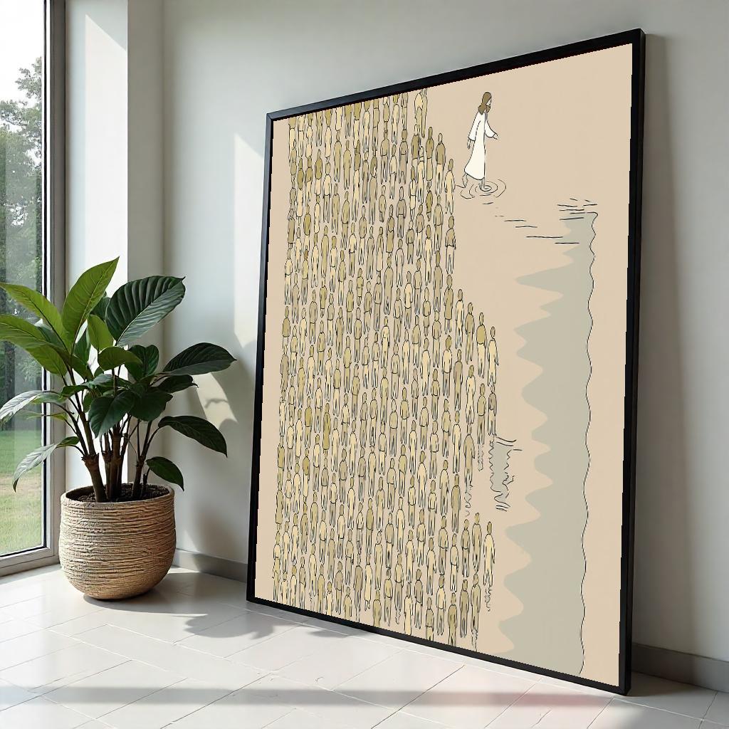 Follow the Leader Canvas, Inspirational Walk Water Art, Jesus Walk Canvas, Wall Art Design, People Following Print, Ready To Hang Decor