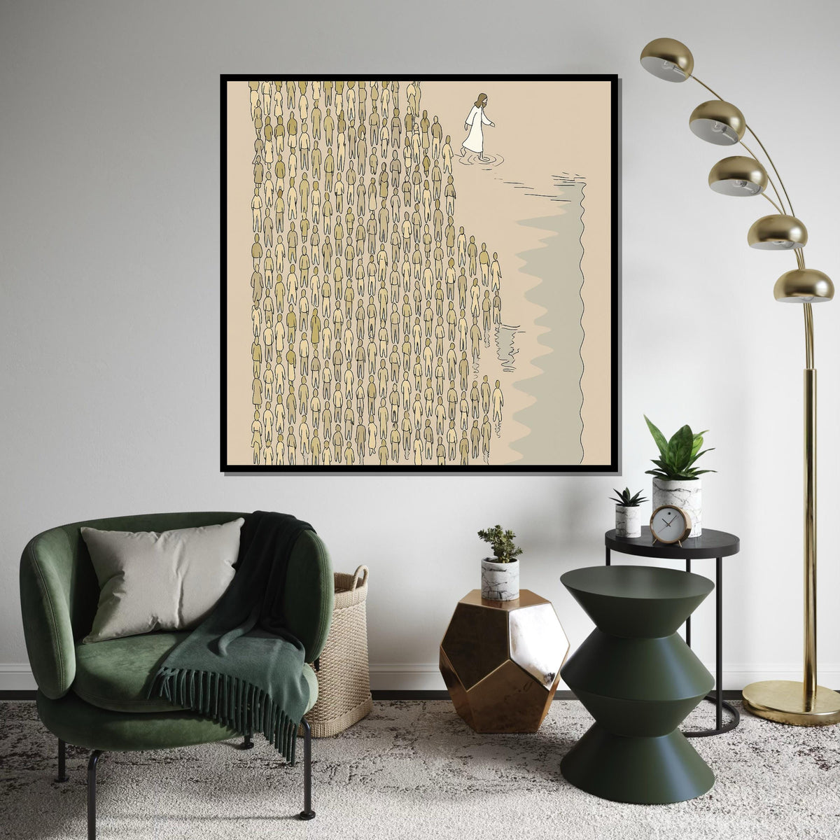 Follow the Leader Canvas, Inspirational Walk Water Art, Jesus Walk Canvas, Wall Art Design, People Following Print, Ready To Hang Decor