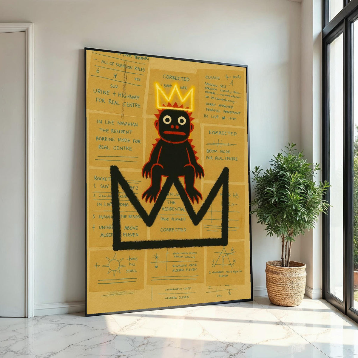 Crowned Primate Canvas, Abstract Art Print, Modern Wall Art, Crowned Monkey Design, Contemporary Canvas, Ready To Hang Decor