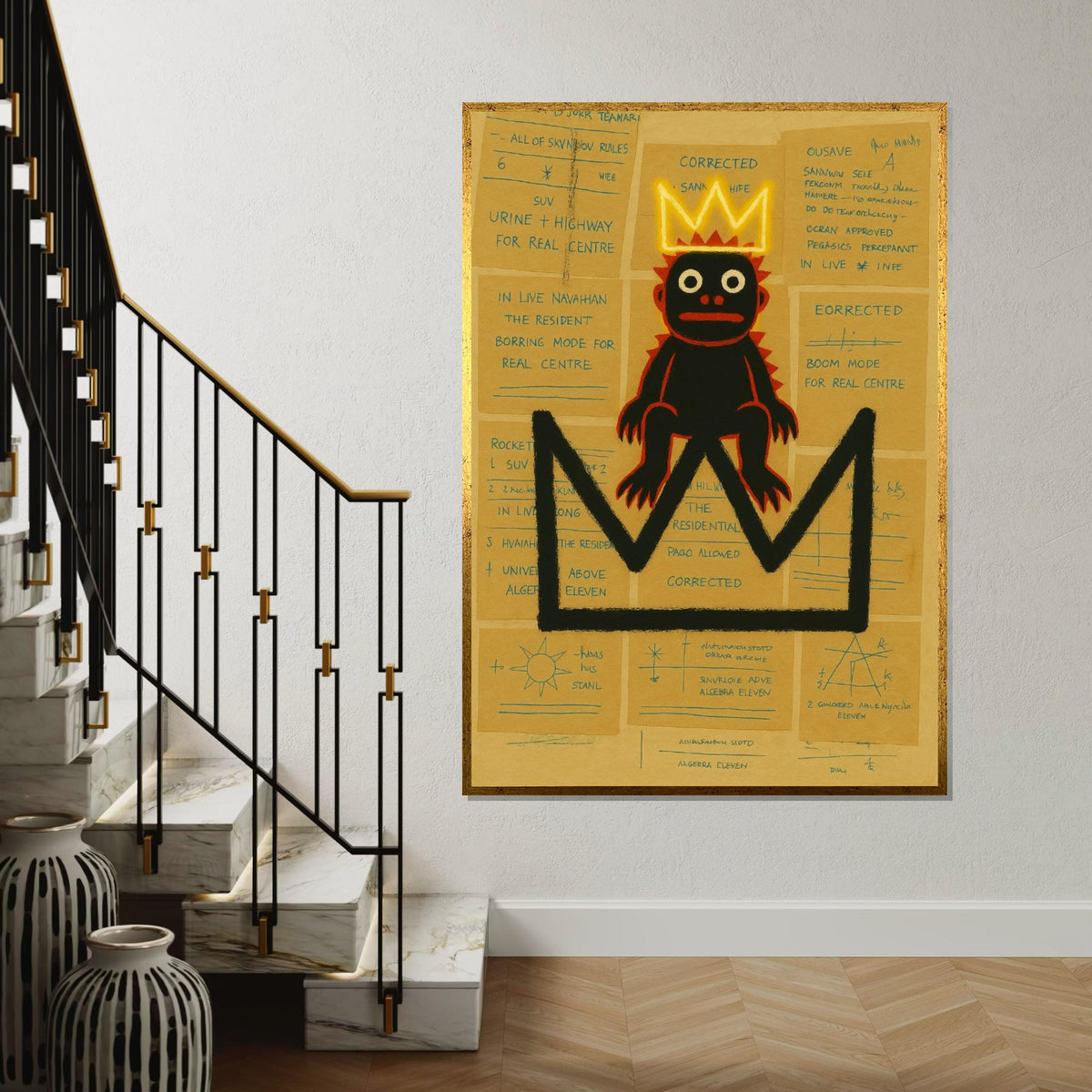 Crowned Primate Canvas, Abstract Art Print, Modern Wall Art, Crowned Monkey Design, Contemporary Canvas, Ready To Hang Decor