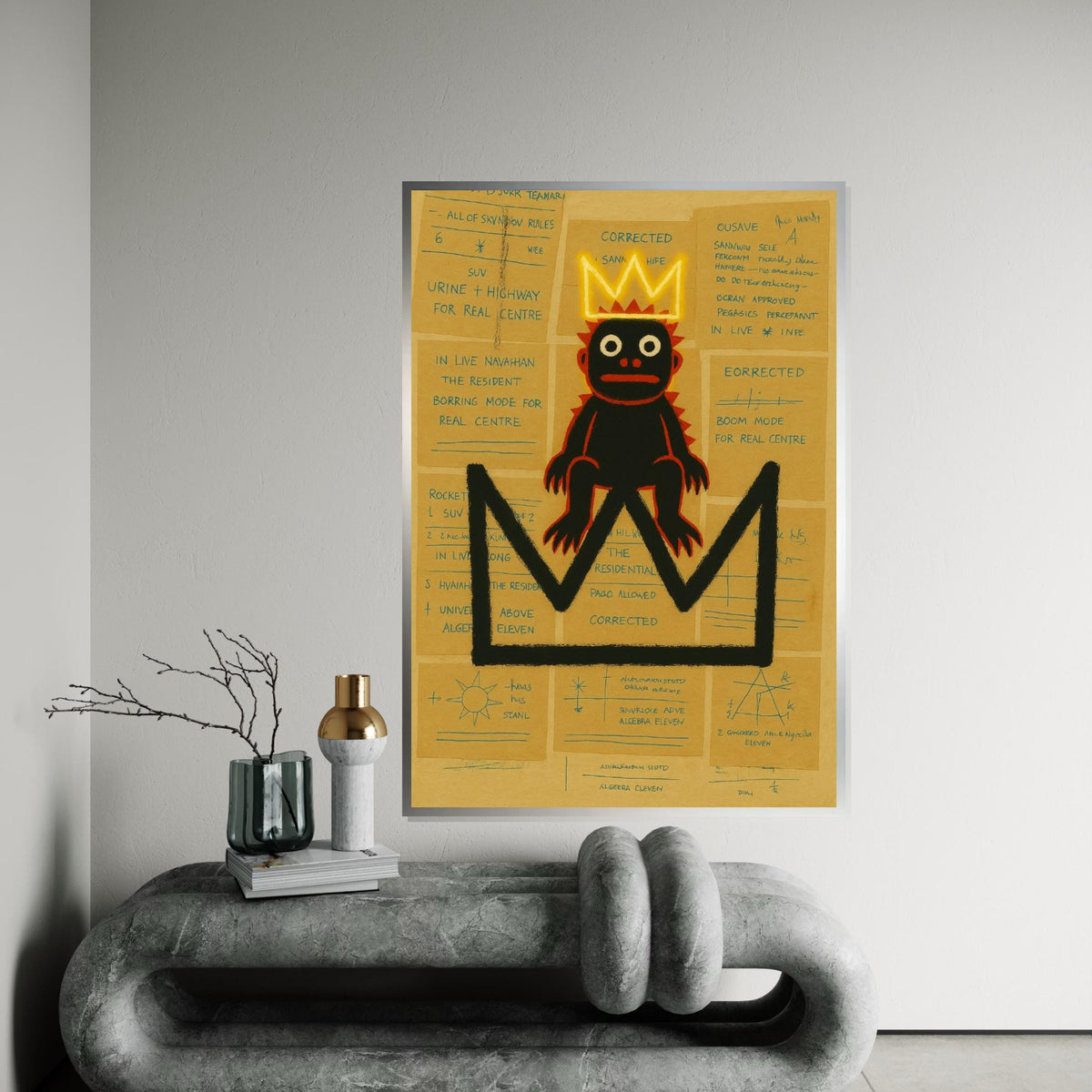 Crowned Primate Canvas, Abstract Art Print, Modern Wall Art, Crowned Monkey Design, Contemporary Canvas, Ready To Hang Decor