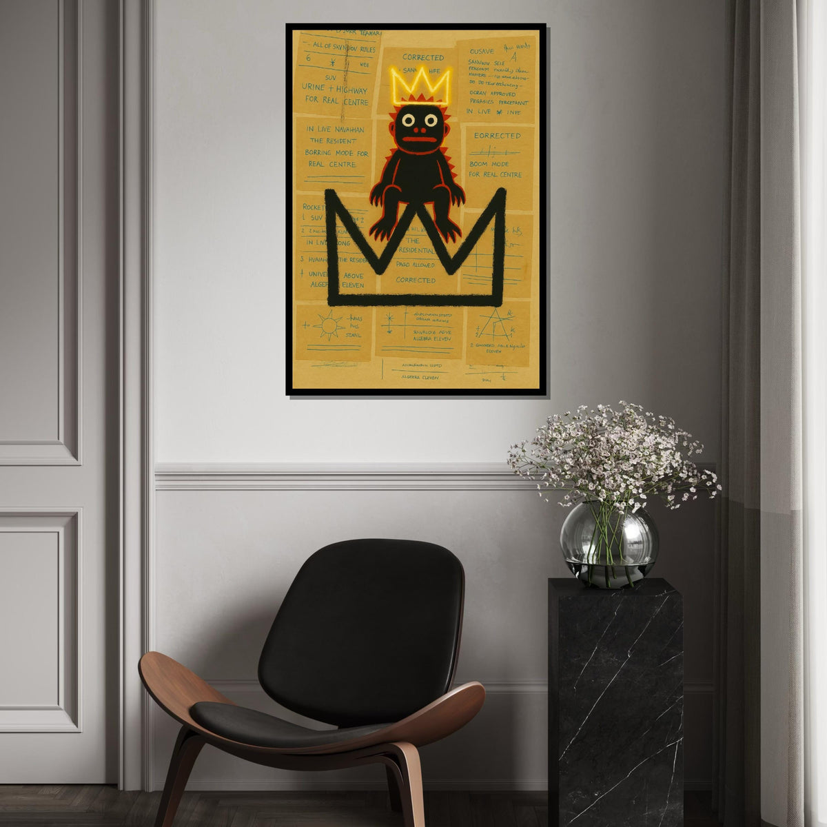 Crowned Primate Canvas, Abstract Art Print, Modern Wall Art, Crowned Monkey Design, Contemporary Canvas, Ready To Hang Decor