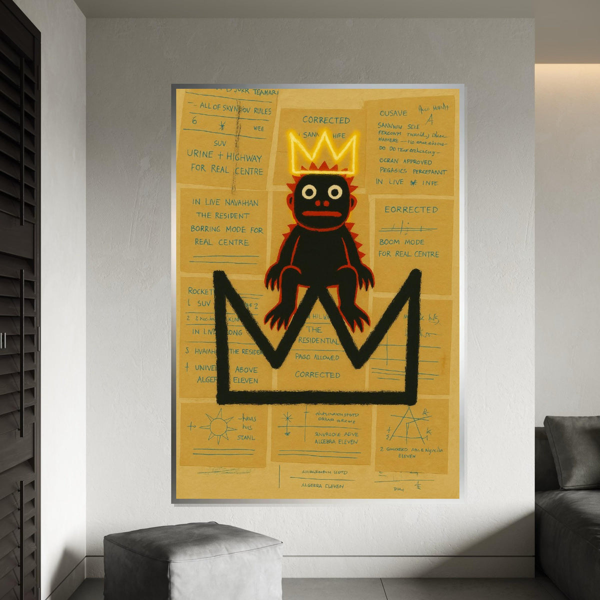 Crowned Primate Canvas, Abstract Art Print, Modern Wall Art, Crowned Monkey Design, Contemporary Canvas, Ready To Hang Decor