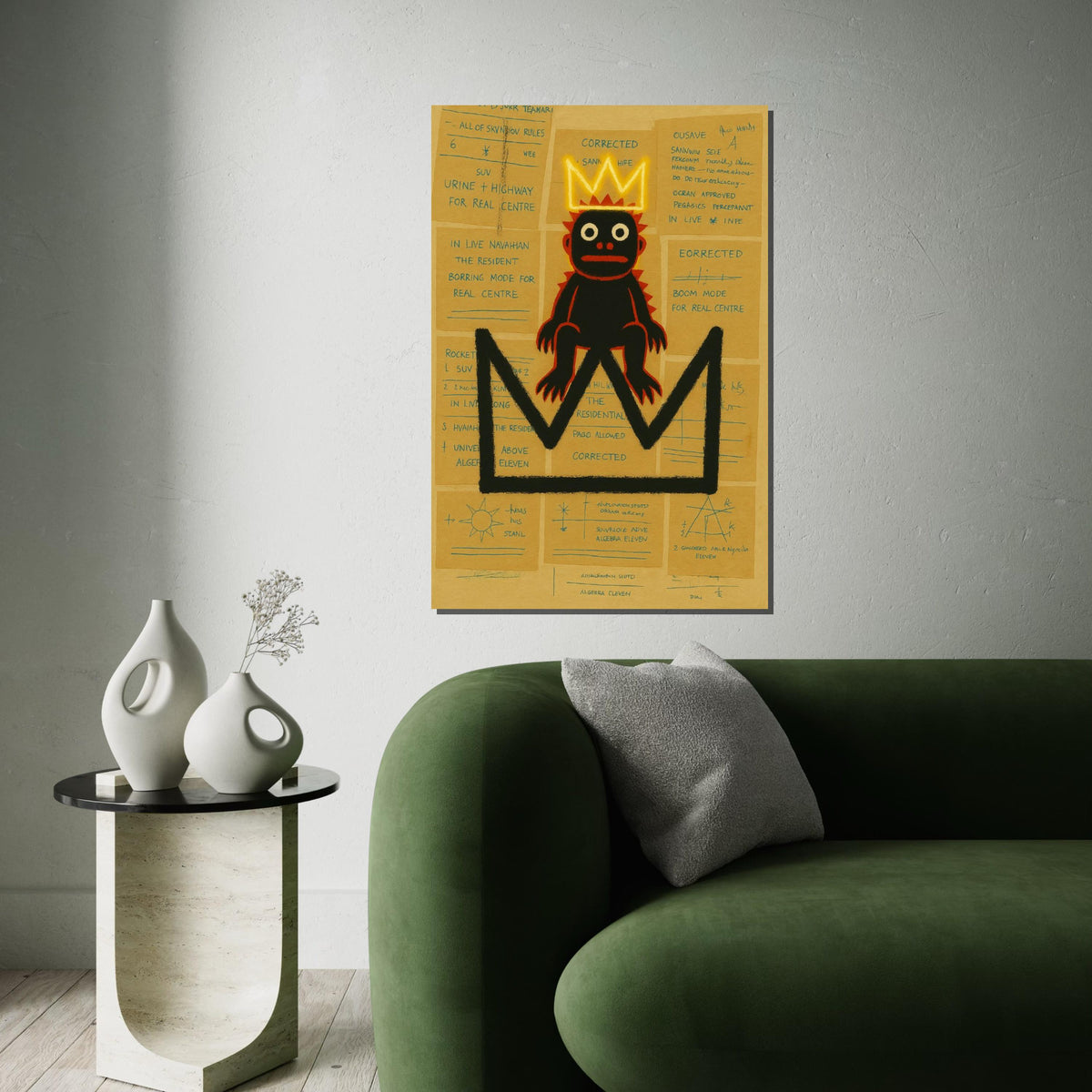 Crowned Primate Canvas, Abstract Art Print, Modern Wall Art, Crowned Monkey Design, Contemporary Canvas, Ready To Hang Decor