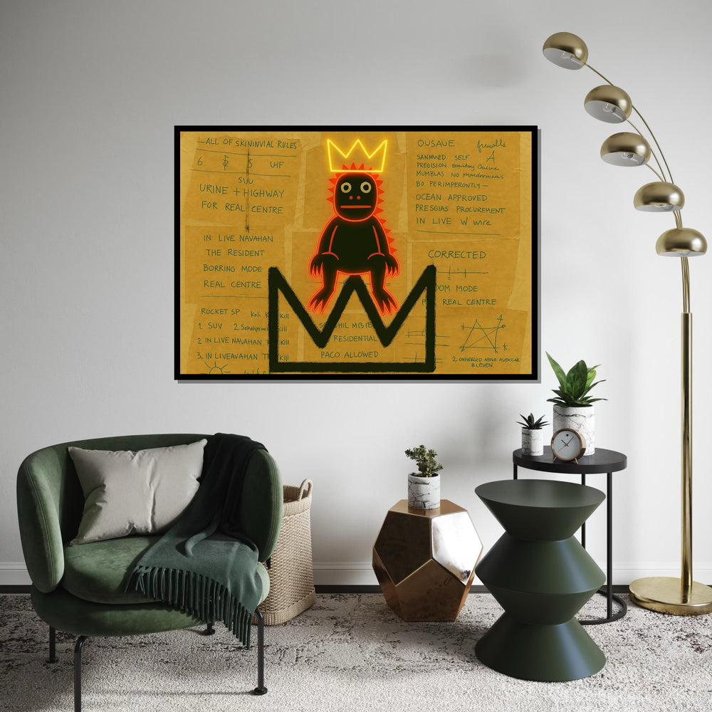 Neon Crown Creature Canvas, Abstract Art, Urban Graffiti Inspiration, Wall Art Canvas Design, Ready to Hang Decoration