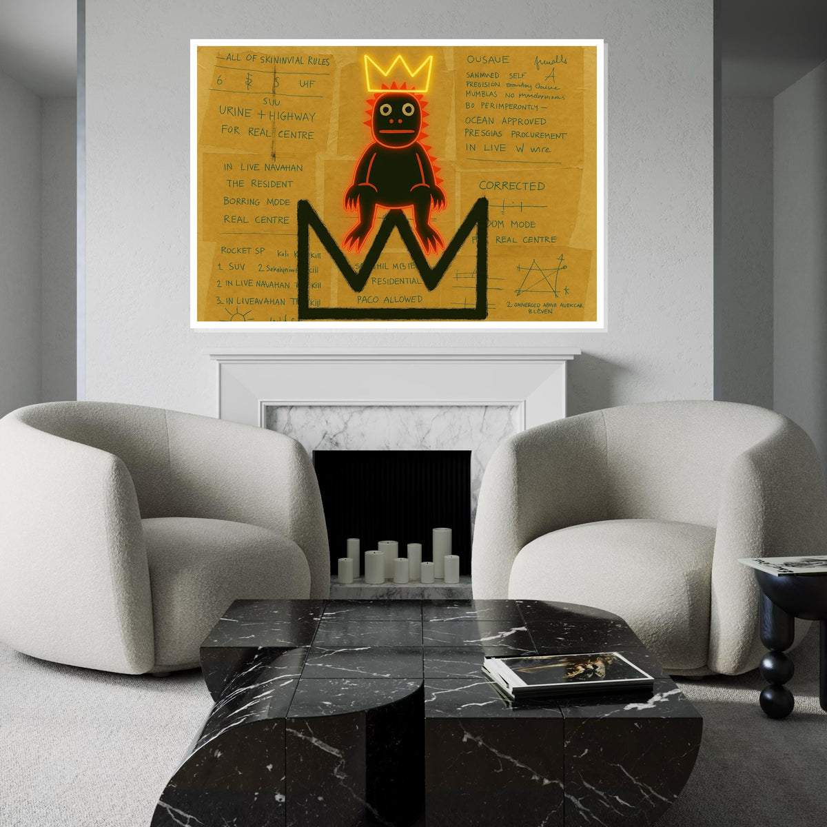 Neon Crown Creature Canvas, Abstract Art, Urban Graffiti Inspiration, Wall Art Canvas Design, Ready to Hang Decoration