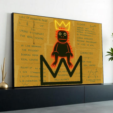 Neon Crown Creature Canvas, Abstract Art, Urban Graffiti Inspiration, Wall Art Canvas Design, Ready to Hang Decoration