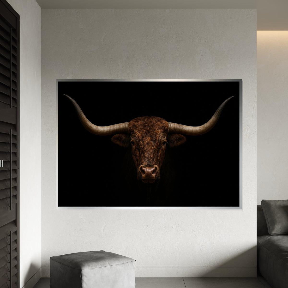 Majestic Bull Canvas, Longhorn Bull Wall Art, Animal Print, Wildlife Canvas Art, Wall Art Canvas Design, Ready To Hang Decoration