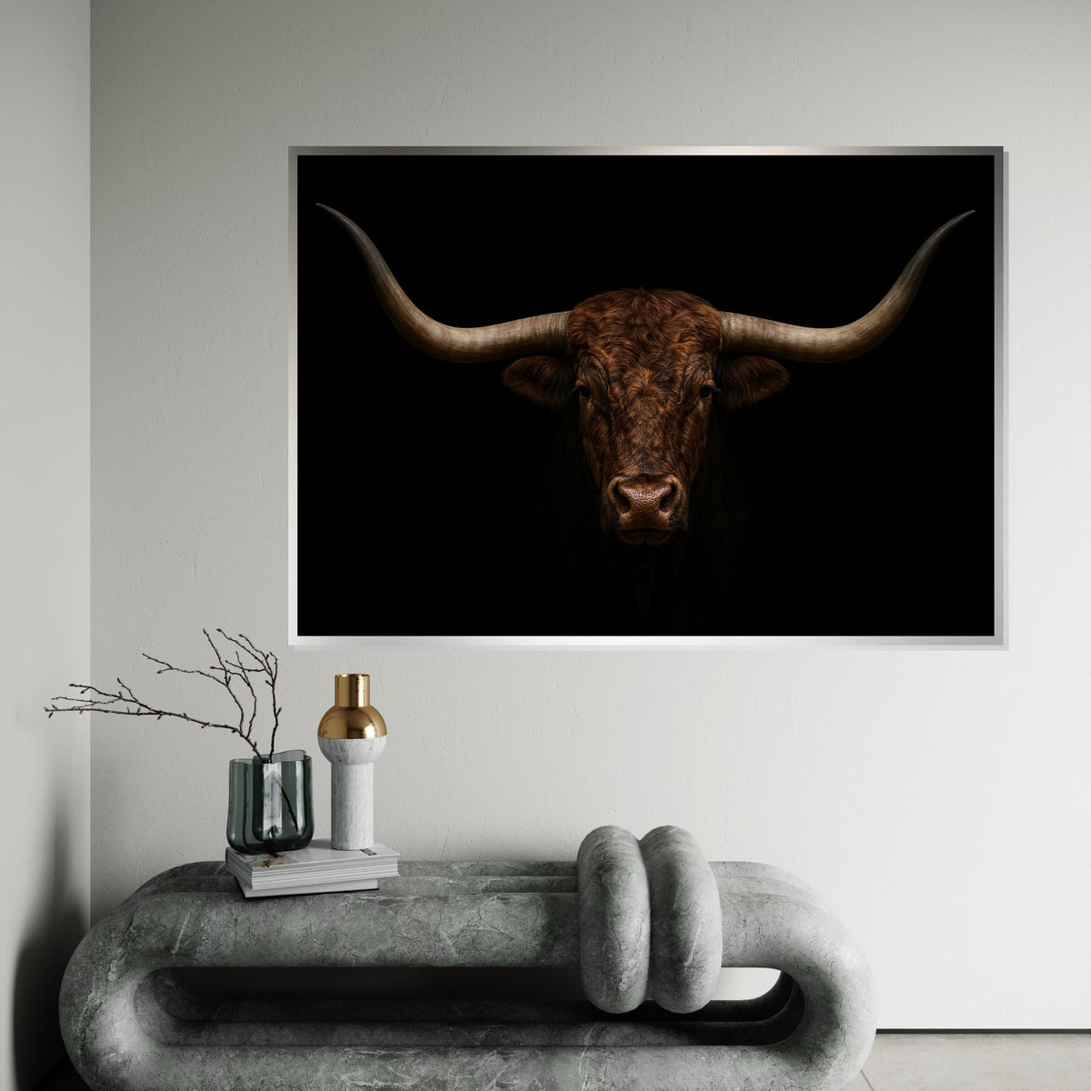 Majestic Bull Canvas, Longhorn Bull Wall Art, Animal Print, Wildlife Canvas Art, Wall Art Canvas Design, Ready To Hang Decoration