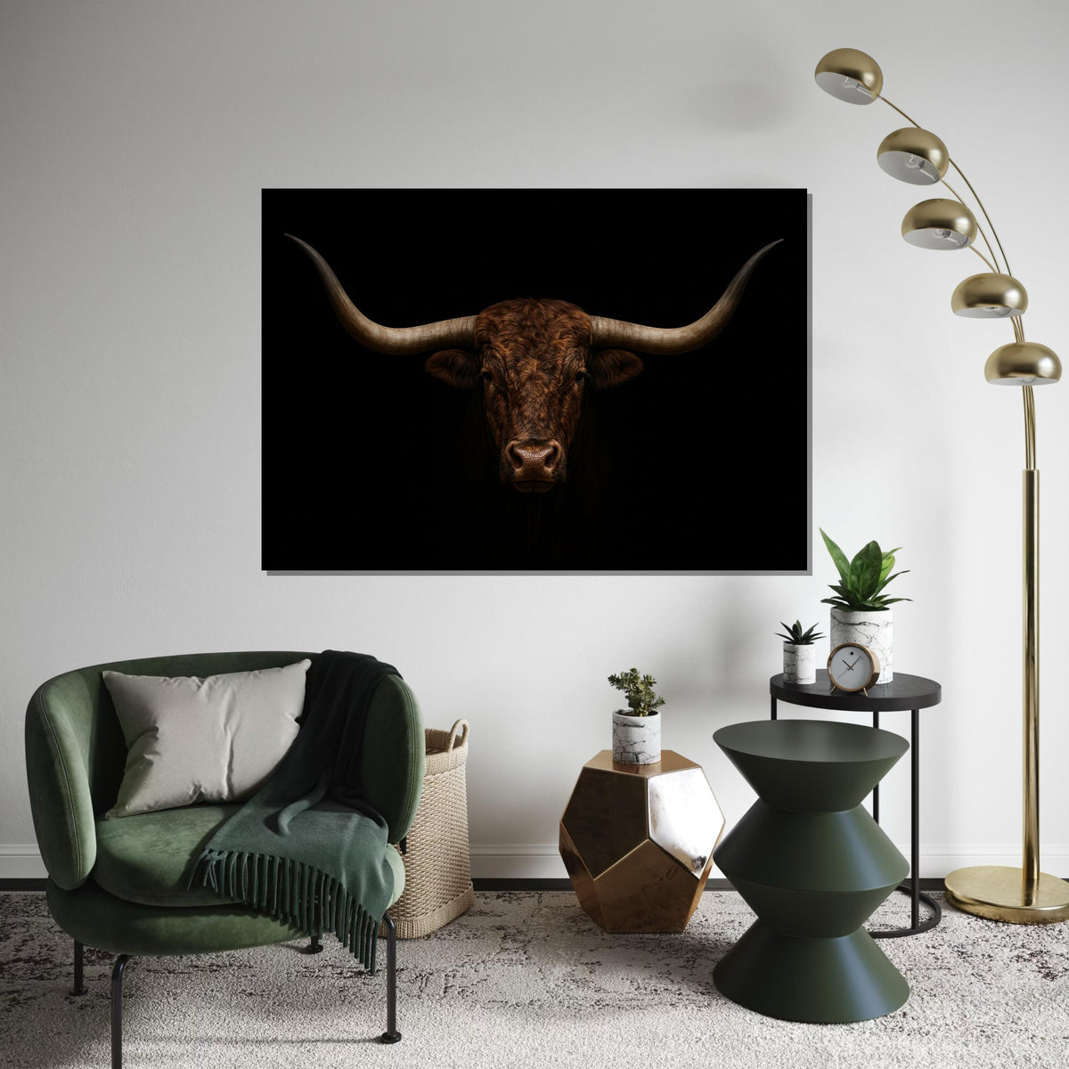 Majestic Bull Canvas, Longhorn Bull Wall Art, Animal Print, Wildlife Canvas Art, Wall Art Canvas Design, Ready To Hang Decoration
