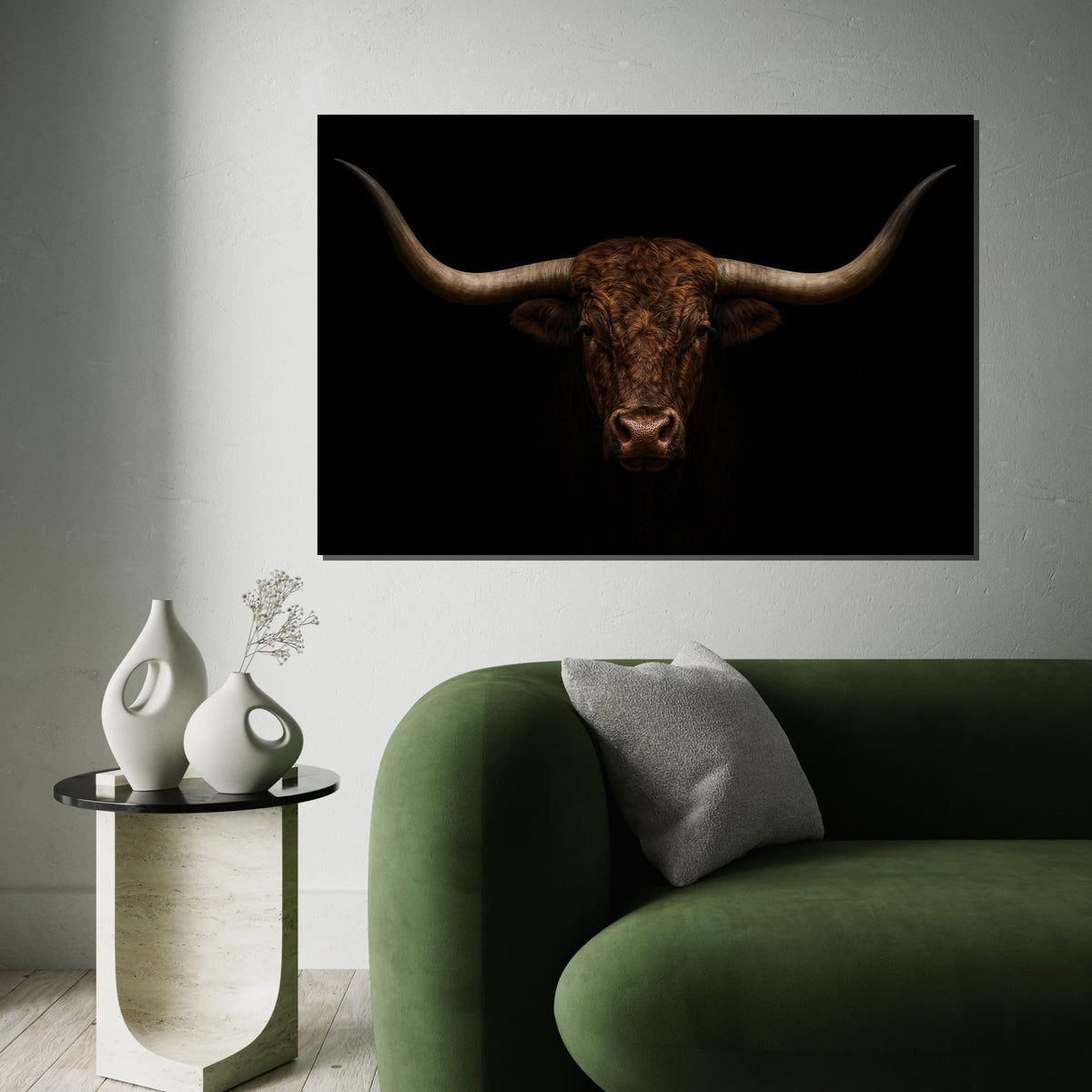 Majestic Bull Canvas, Longhorn Bull Wall Art, Animal Print, Wildlife Canvas Art, Wall Art Canvas Design, Ready To Hang Decoration