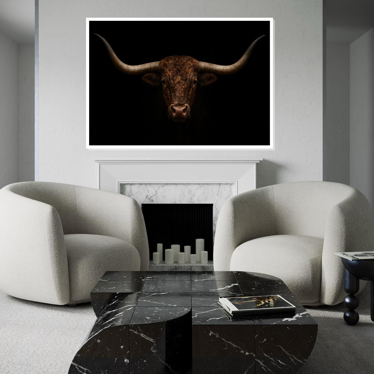 Majestic Bull Canvas, Longhorn Bull Wall Art, Animal Print, Wildlife Canvas Art, Wall Art Canvas Design, Ready To Hang Decoration