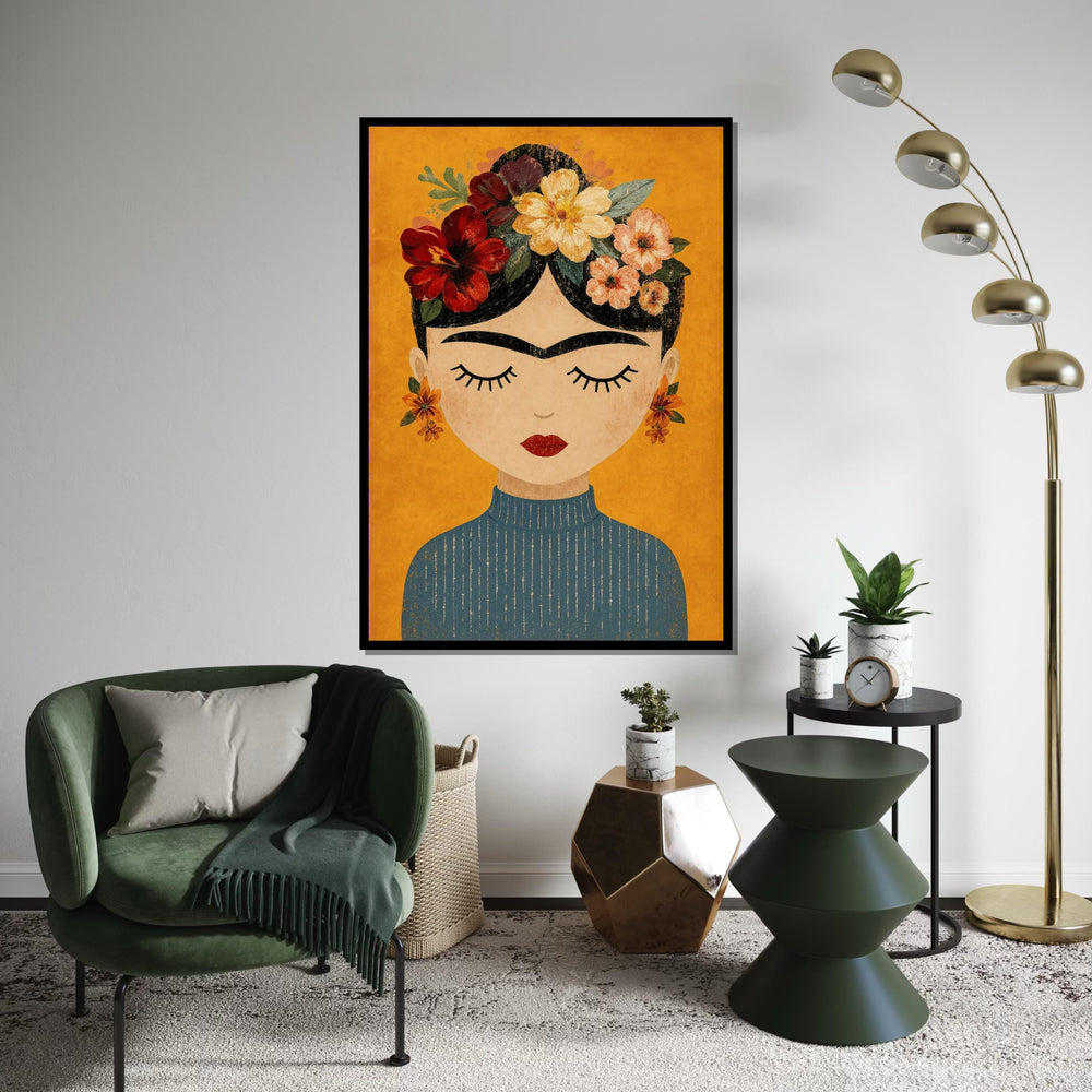 Floral Portrait Canvas, Woman with Flowers Wall Art, Vintage Style Canvas, Artistic Wall Decoration, Ready to Hang Design