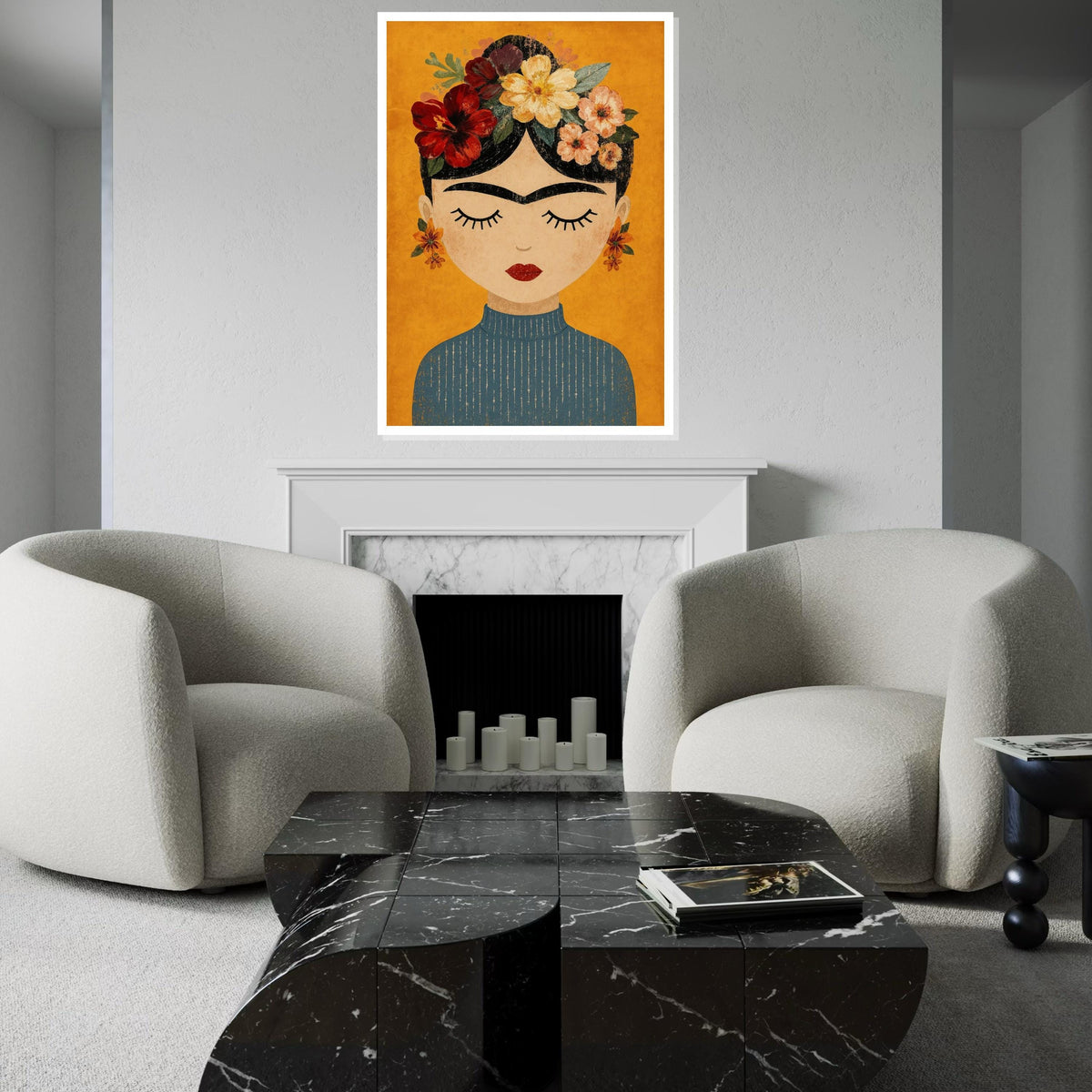 Floral Portrait Canvas, Woman with Flowers Wall Art, Vintage Style Canvas, Artistic Wall Decoration, Ready to Hang Design