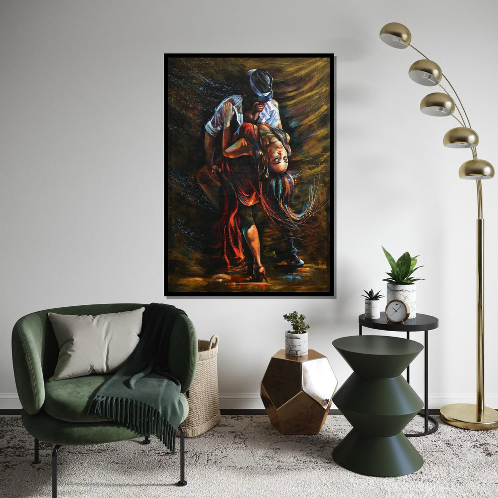 Passionate Dance Canvas, Tango Wall Art, Colorful Dancing Couple, Wall Art Canvas Design, Ready To Hang Decoration