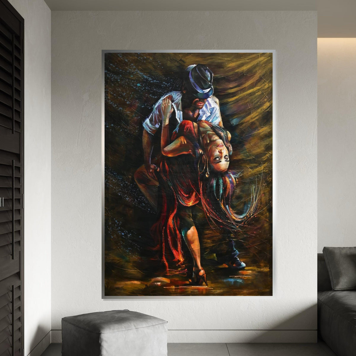 Passionate Dance Canvas, Tango Wall Art, Colorful Dancing Couple, Wall Art Canvas Design, Ready To Hang Decoration