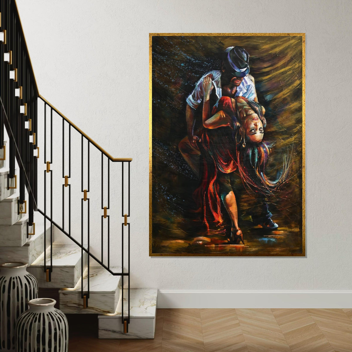 Passionate Dance Canvas, Tango Wall Art, Colorful Dancing Couple, Wall Art Canvas Design, Ready To Hang Decoration