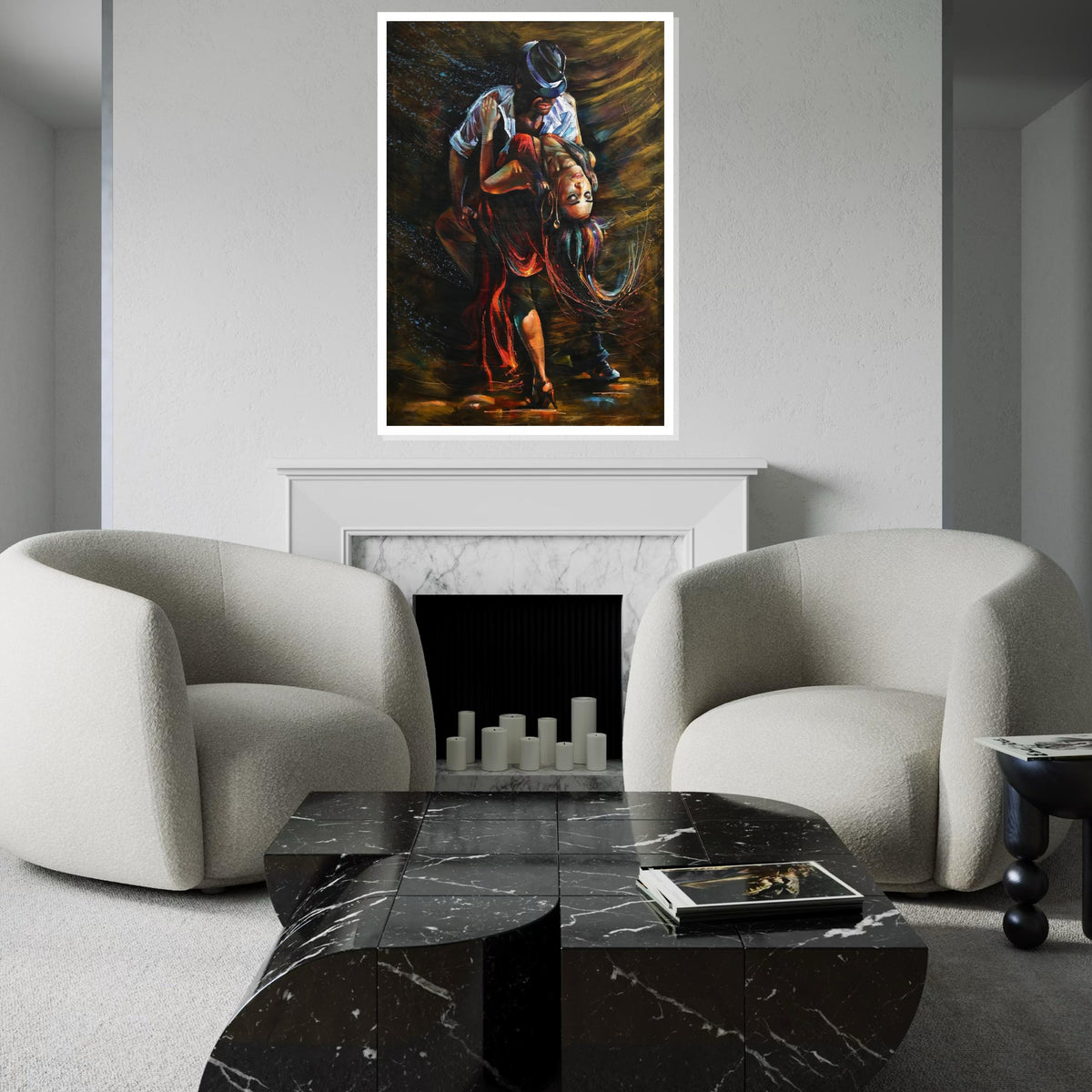 Passionate Dance Canvas, Tango Wall Art, Colorful Dancing Couple, Wall Art Canvas Design, Ready To Hang Decoration